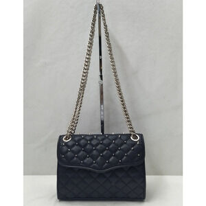 Rebecca Minkoff Black Leather Quilted Studded Chain Strap Crossbody Bag